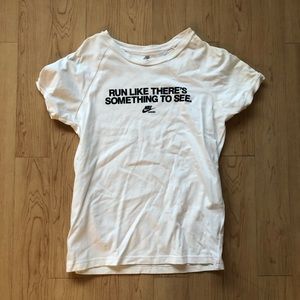 Run like there’s something to see white Nike tee